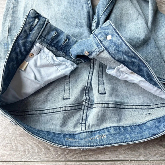 Michael Kors Light Wash Button Down Bootcut fringe Hem Cropped Jeans - Picture 8 of 10